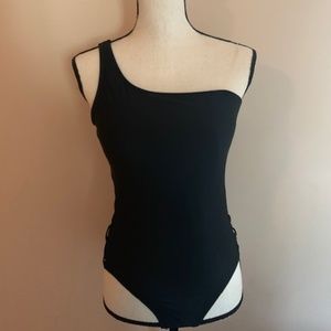 *NWT*XOXO One shoulder Black 1 Piece Swimsuit- L